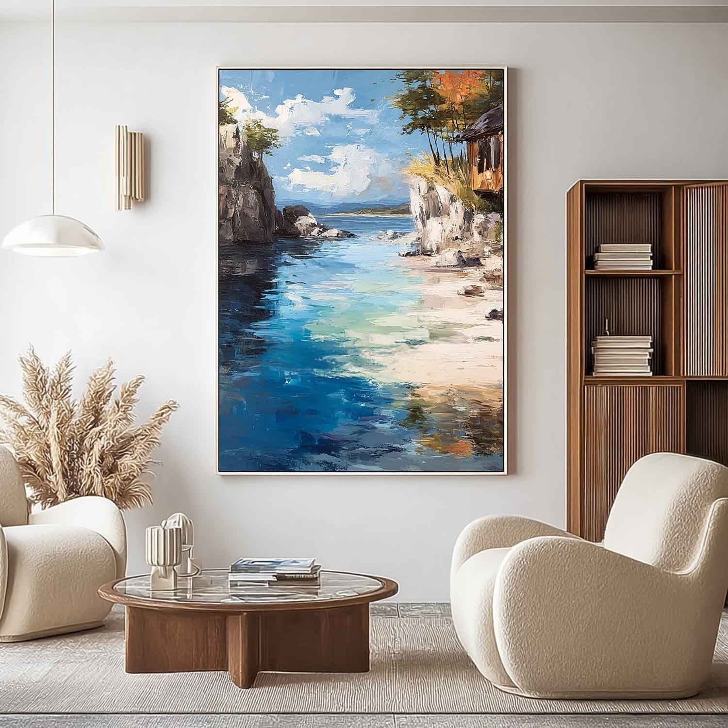 Secluded Cliffside Cove Impasto Painting - Neutralighting