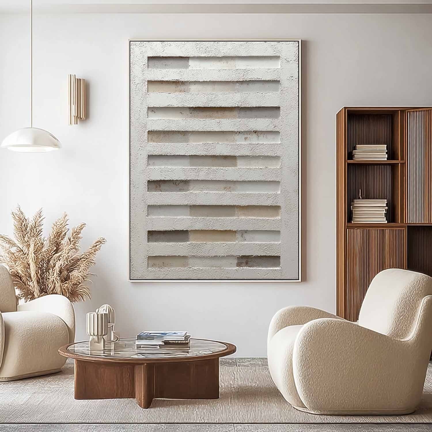 Wall Art Minimalist Textured Geometric - Neutralighting