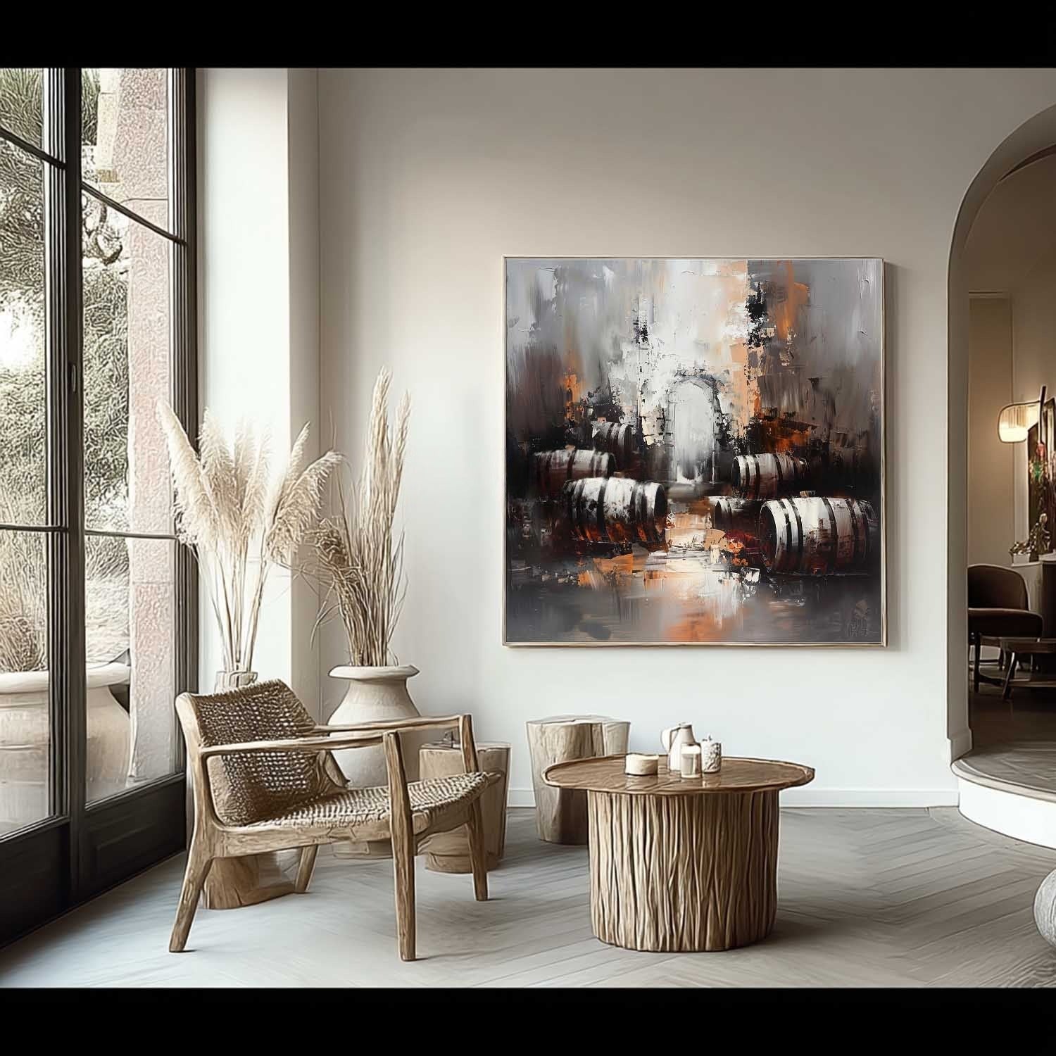 Wall Art Rustic Textured Wine Barrel - Neutralighting