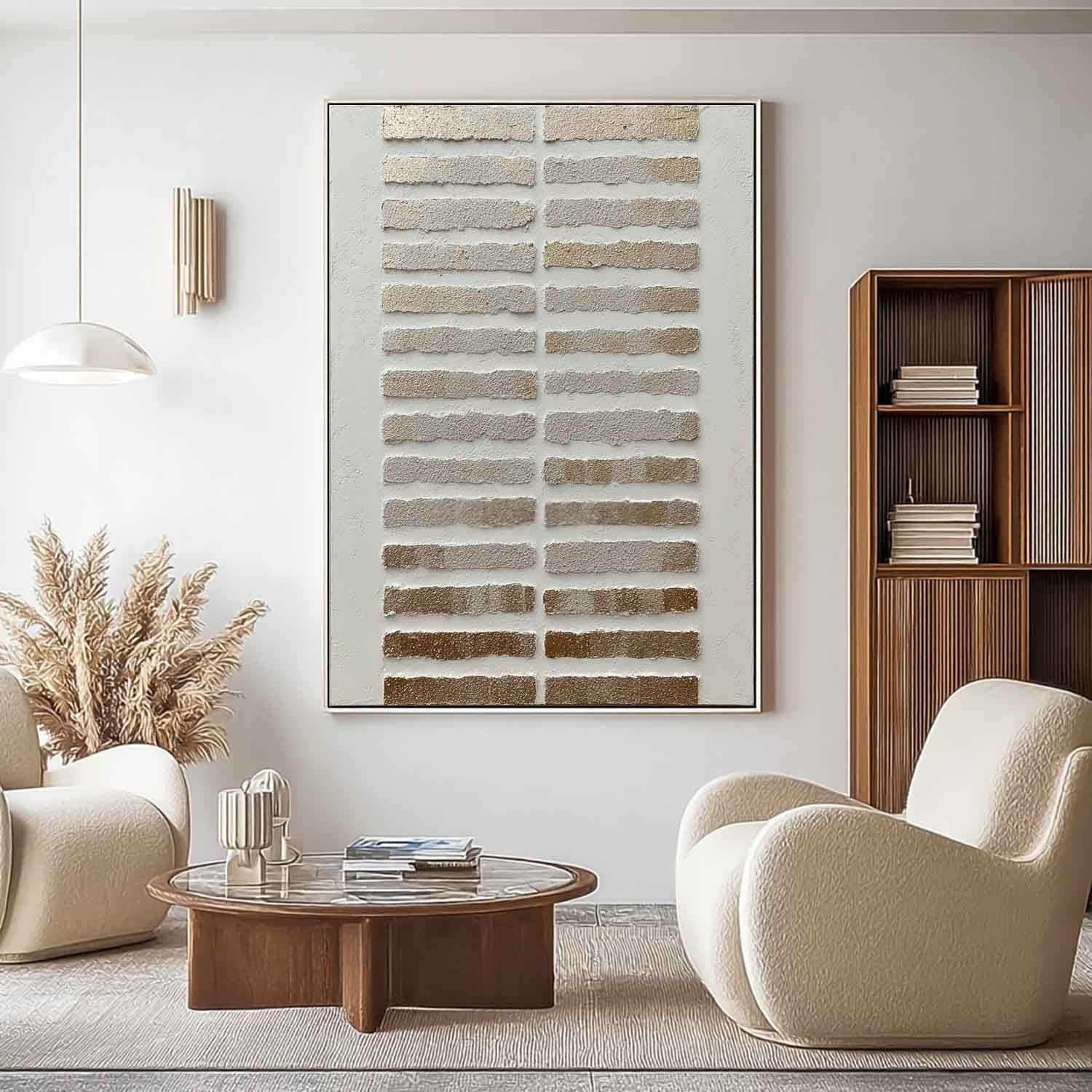 Wall Art Minimalist Horizontal Stripe Gold - Neutralighting