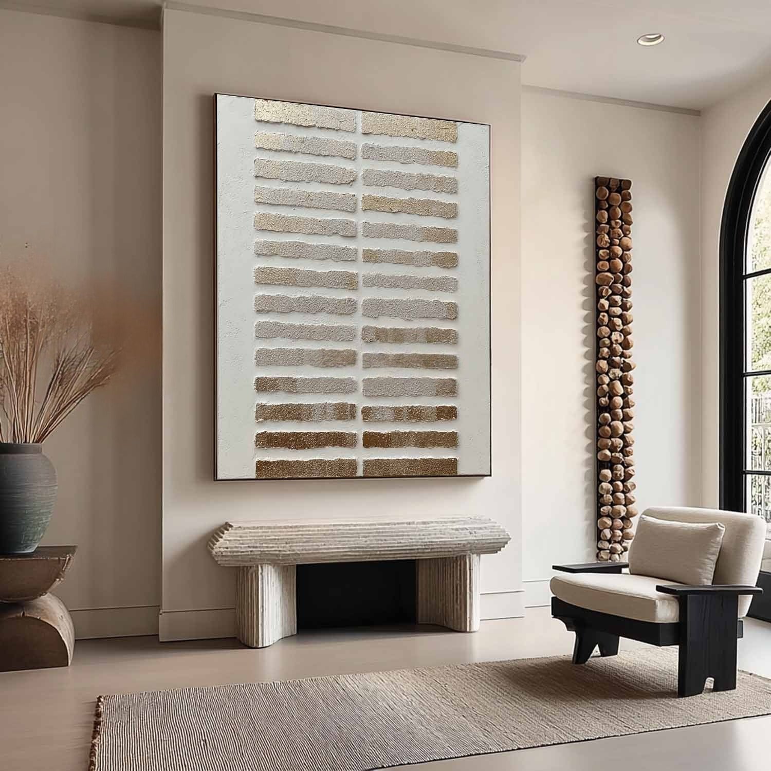 Wall Art Minimalist Horizontal Stripe Gold - Neutralighting