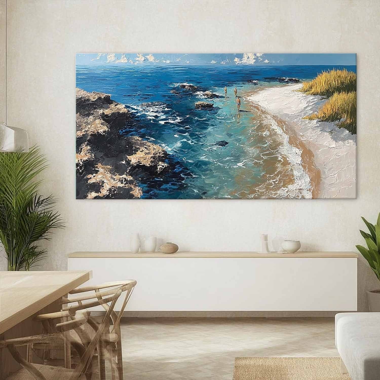 Cliffside Beach Impasto Painting - Neutralighting