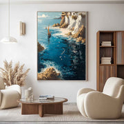 Wall Art Mediterranean Coastal Village Sailboat - Neutralighting