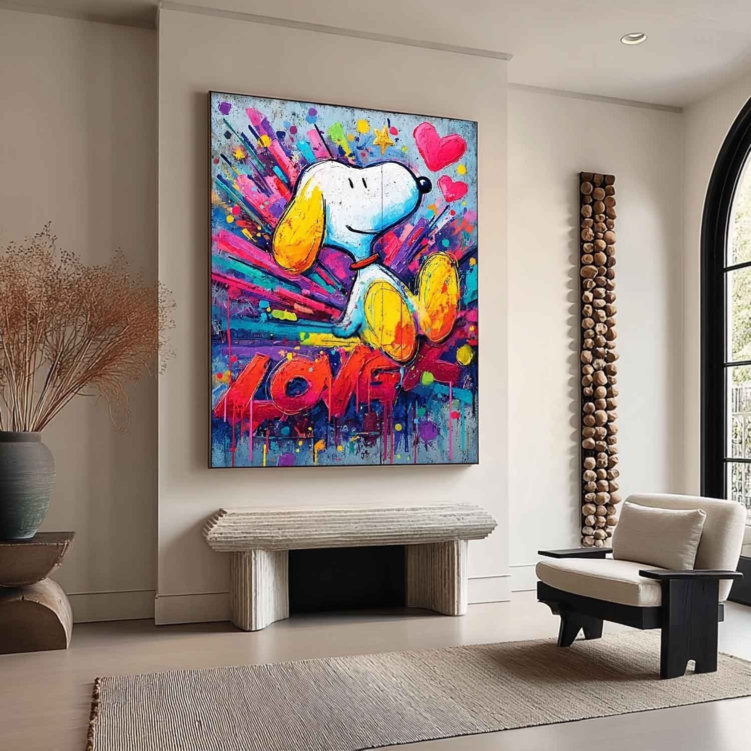 Snoopy Love Pop Art Impasto Painting - Neutralighting
