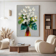 White Calla Lily Monstera Impasto Painting - Neutralighting