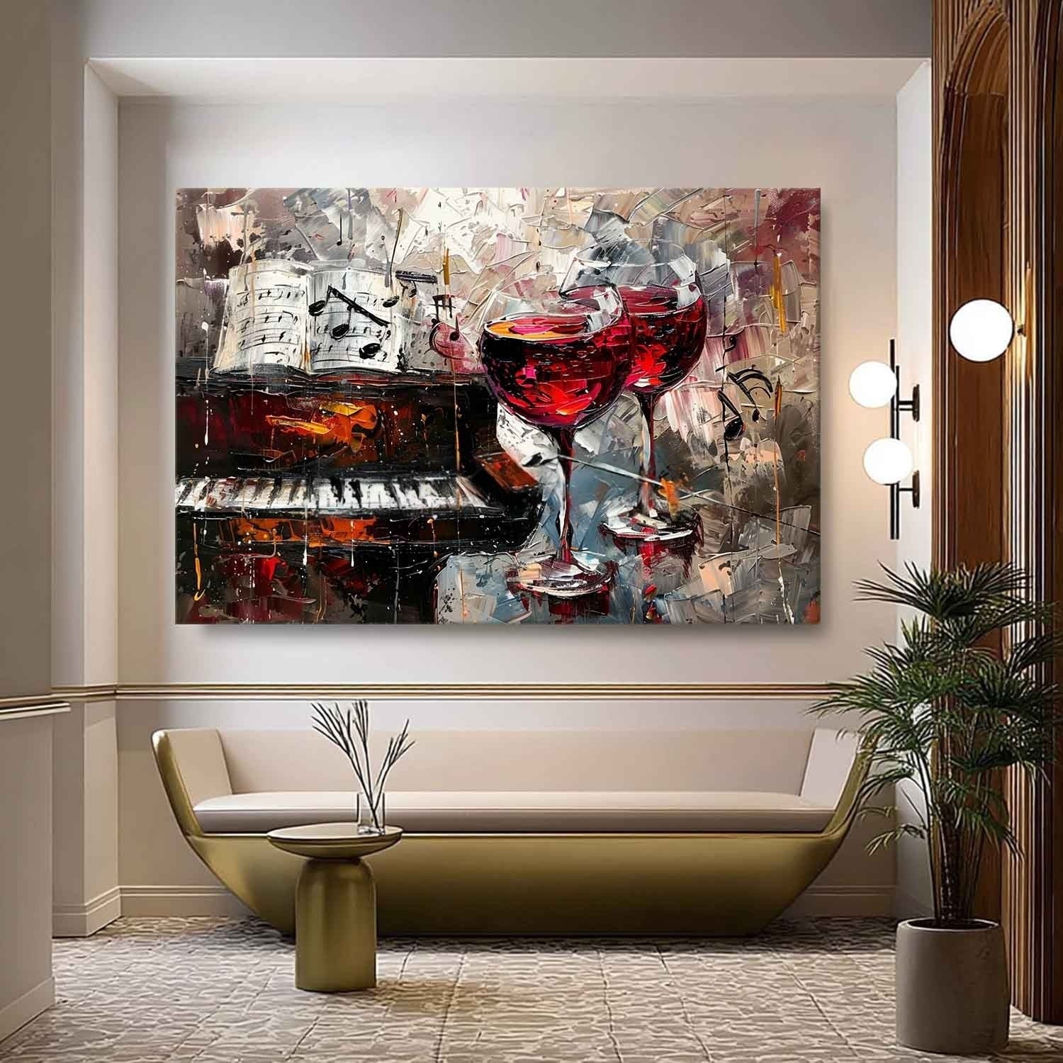 Wall Art Melodic Textured Wine Glass - Neutralighting