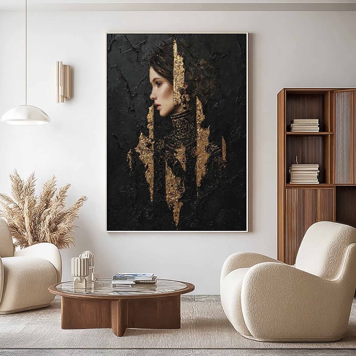 Golden Warrior Portrait Mixed Media Painting - Neutralighting