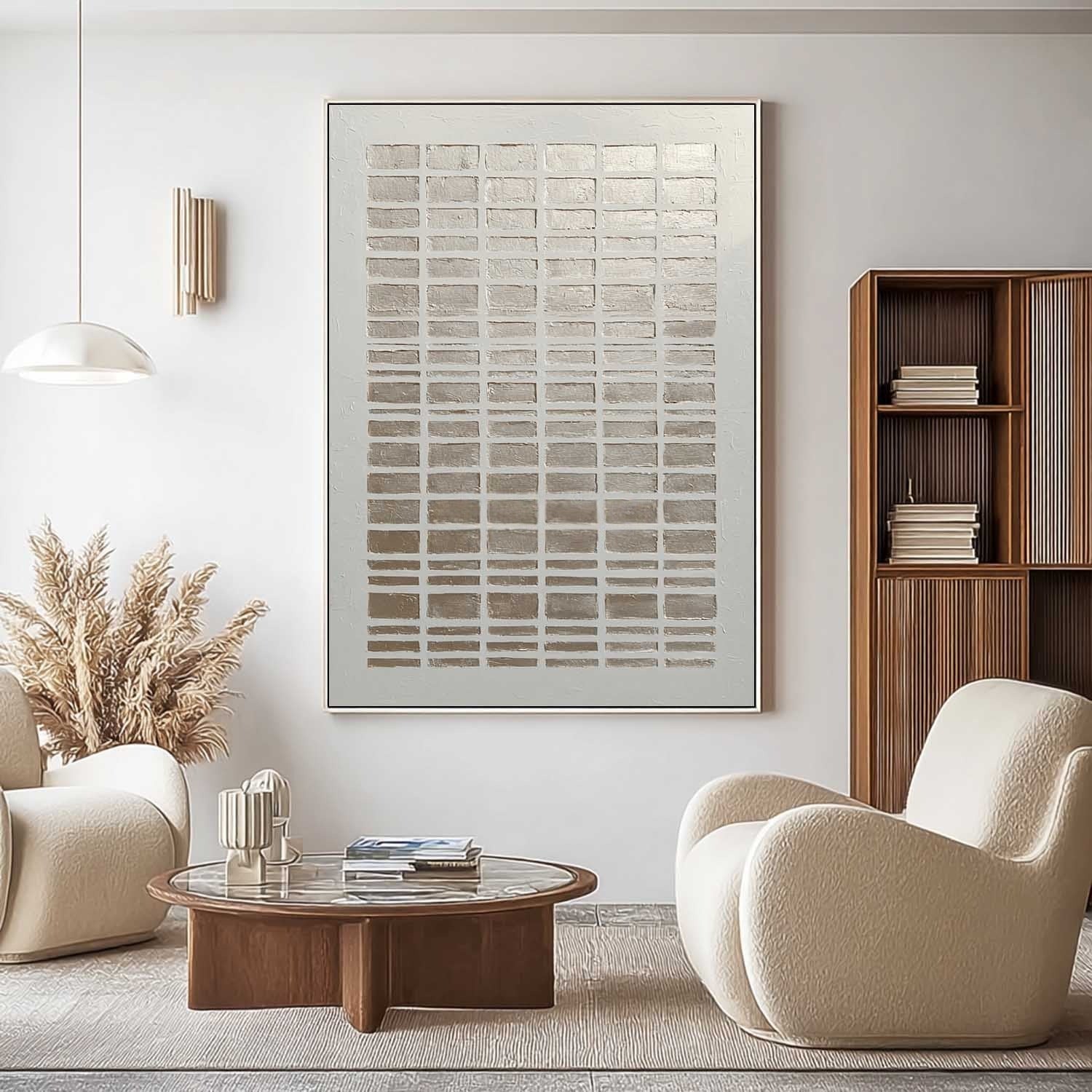 Wall Art Minimalist Gradient Grid Beige - Neutralighting