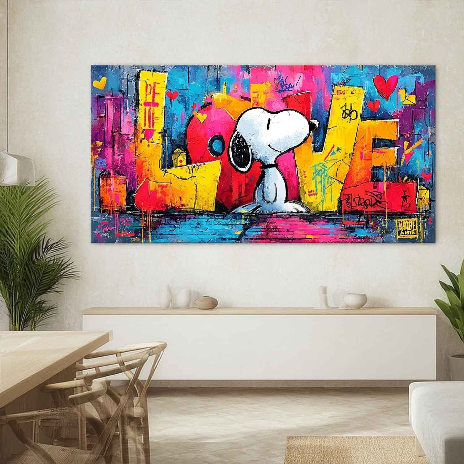 Snoopy Love Graffiti Pop Art Impasto Painting - Neutralighting