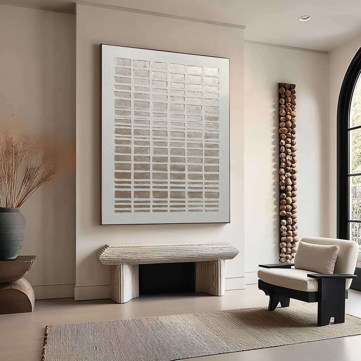 Wall Art Minimalist Gradient Grid Beige - Neutralighting