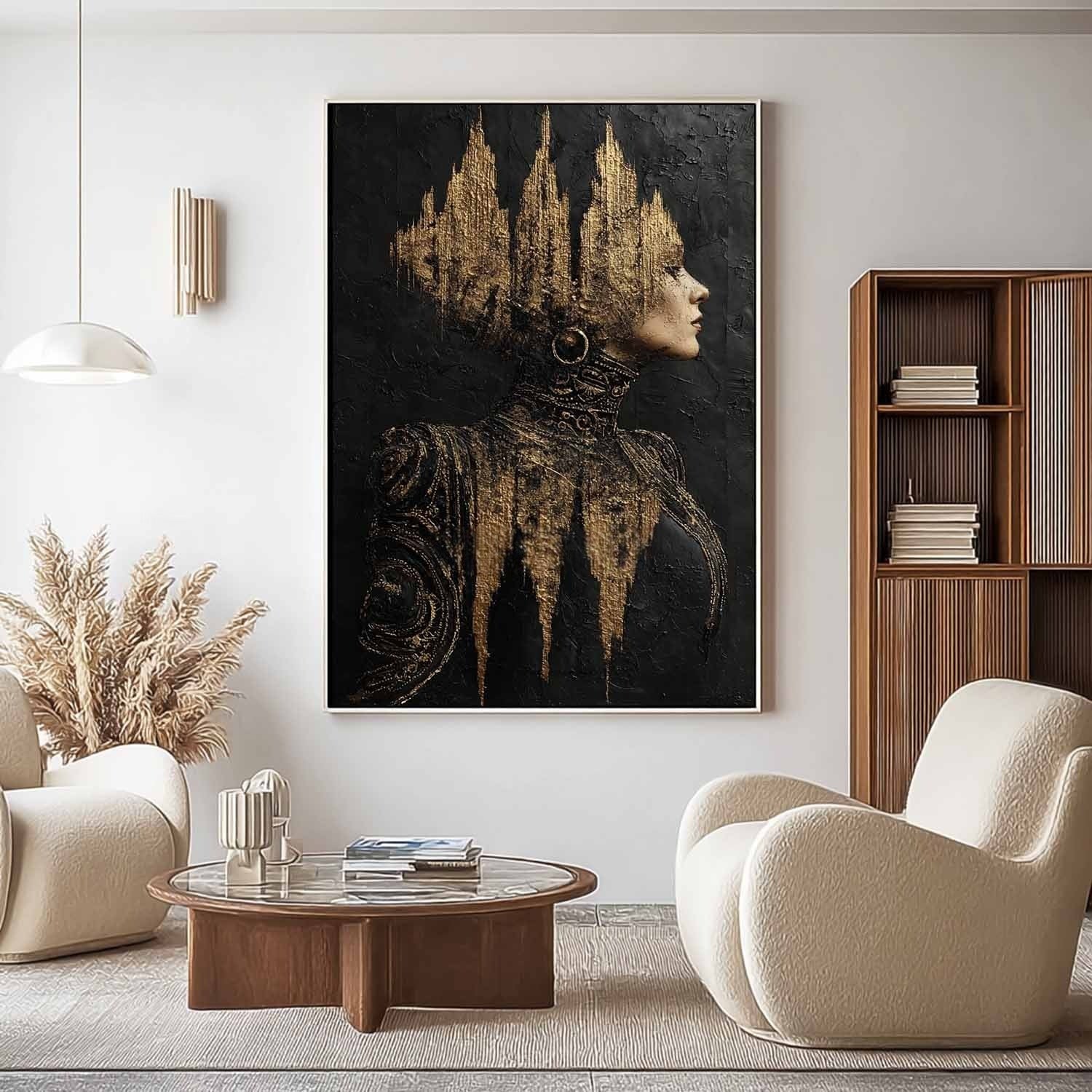 Golden Empress Mixed Media Painting - Neutralighting