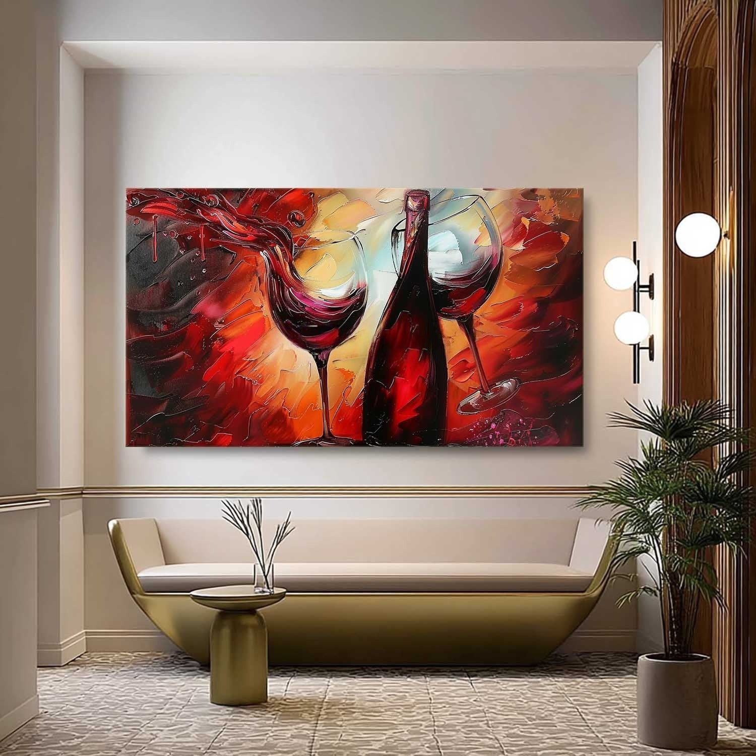 Wall Art Vibrant Textured Wine Bottle - Neutralighting