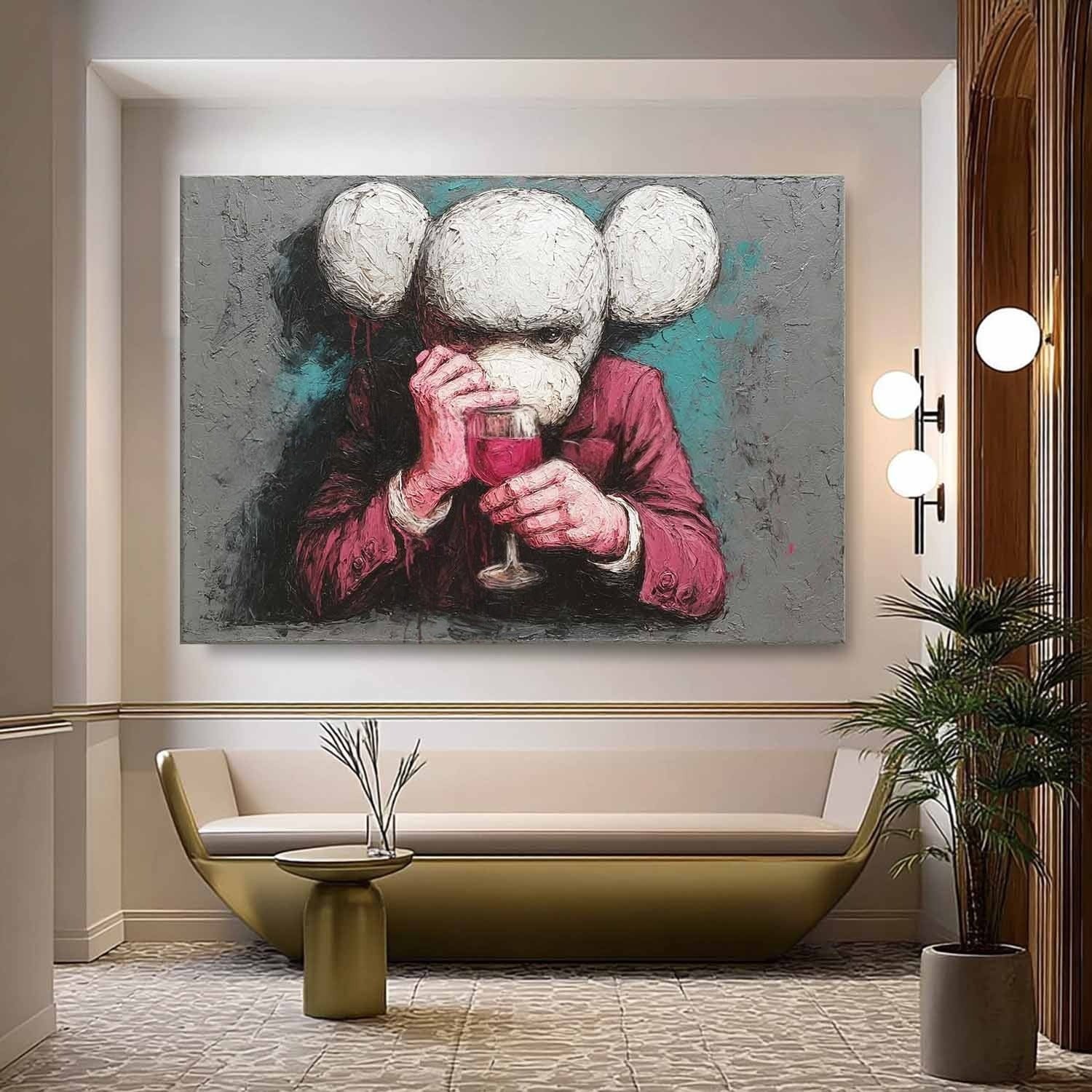 Wall Art Bold Textured Kaws Companion - Neutralighting