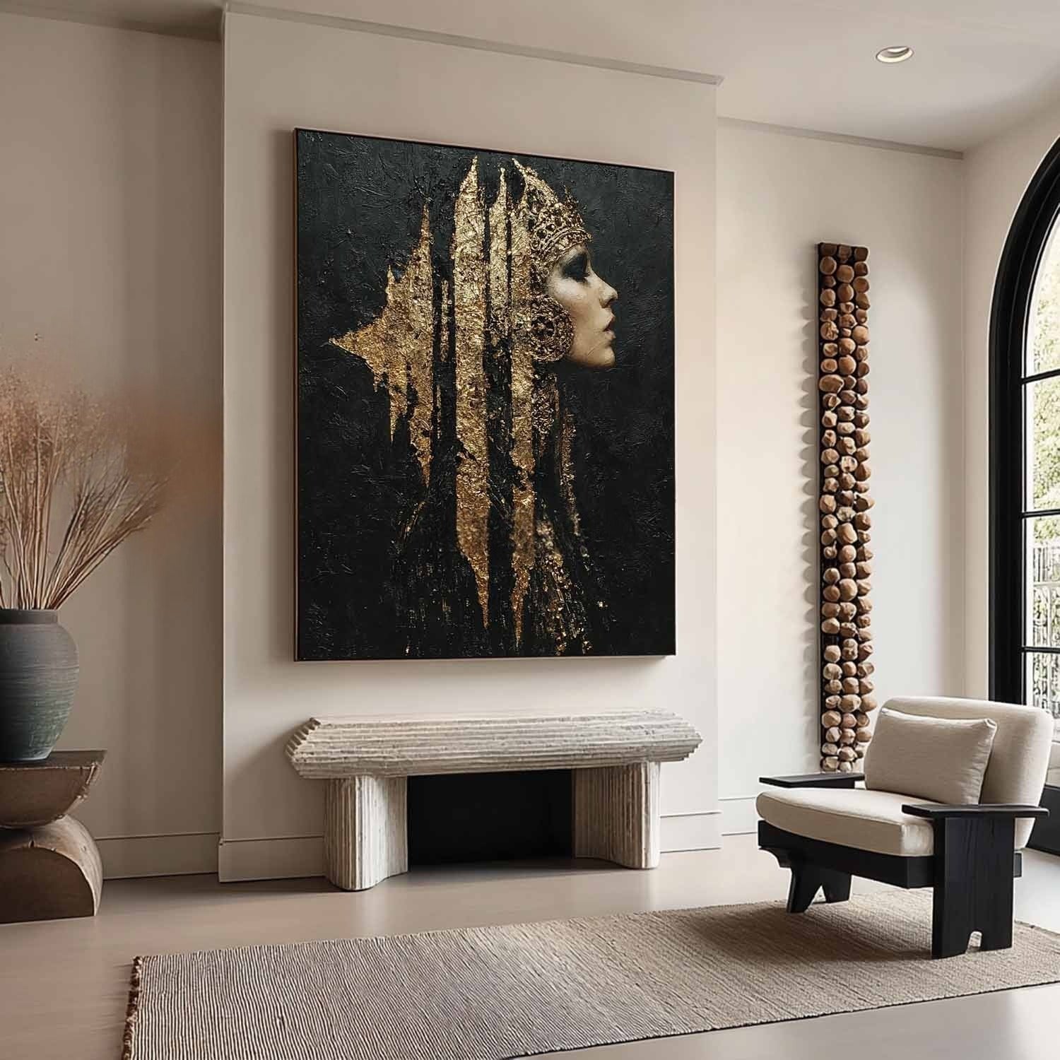 Wall Art Black Gold Queen Profile Portrait - Neutralighting