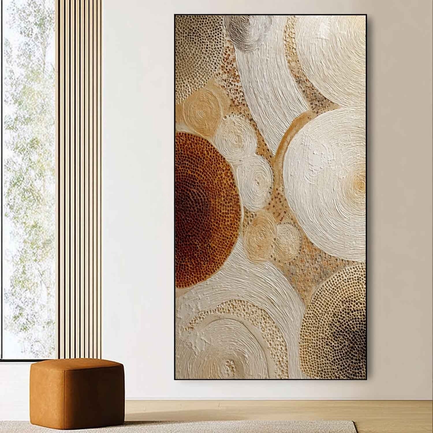 Wall Art Concentric Circle Texture Bohemian - Neutralighting