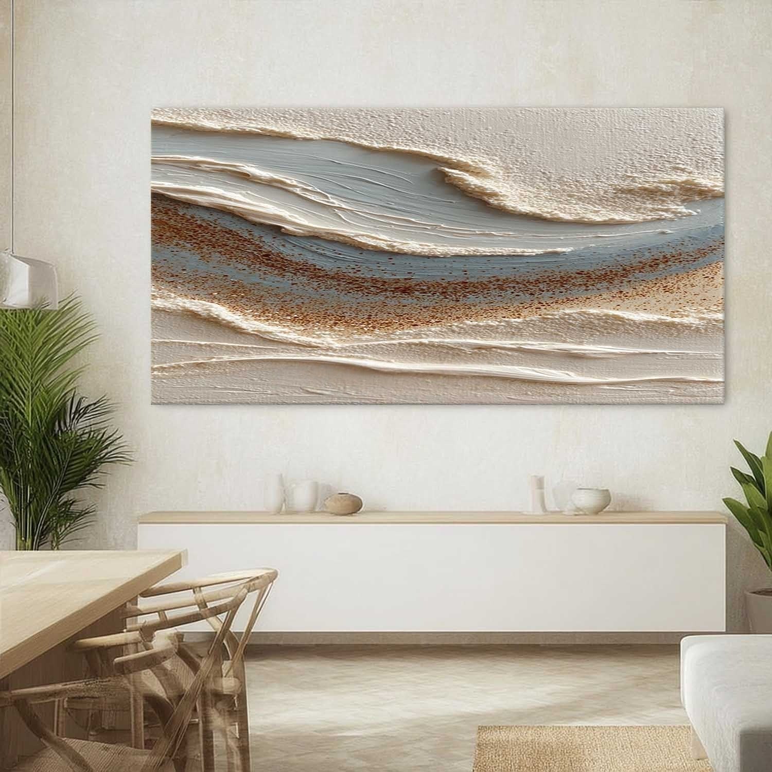Wall Art Abstract Coastal Sand Wave Beige - Neutralighting