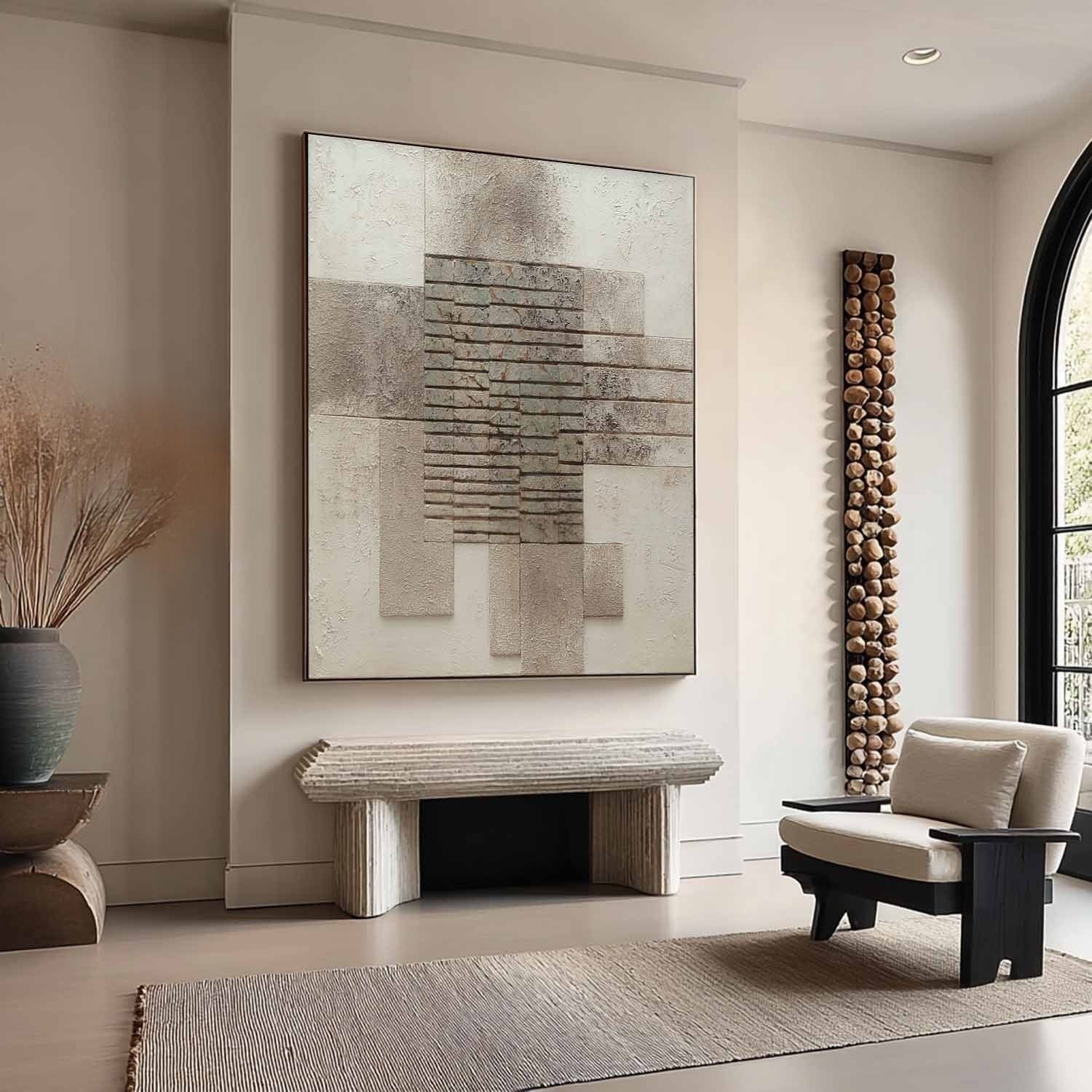 Wabi-Sabi Stacked Stone Bas-Relief Painting - Neutralighting