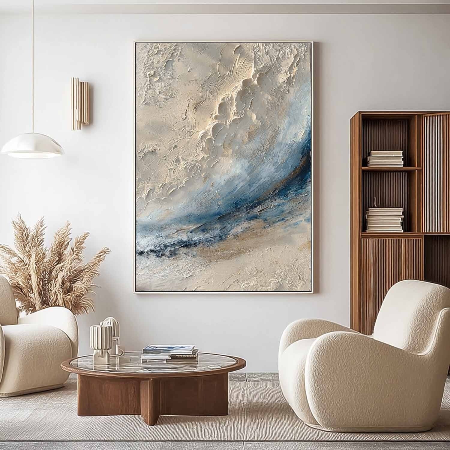Wabi-Sabi Coastal Bas-Relief Painting - Neutralighting