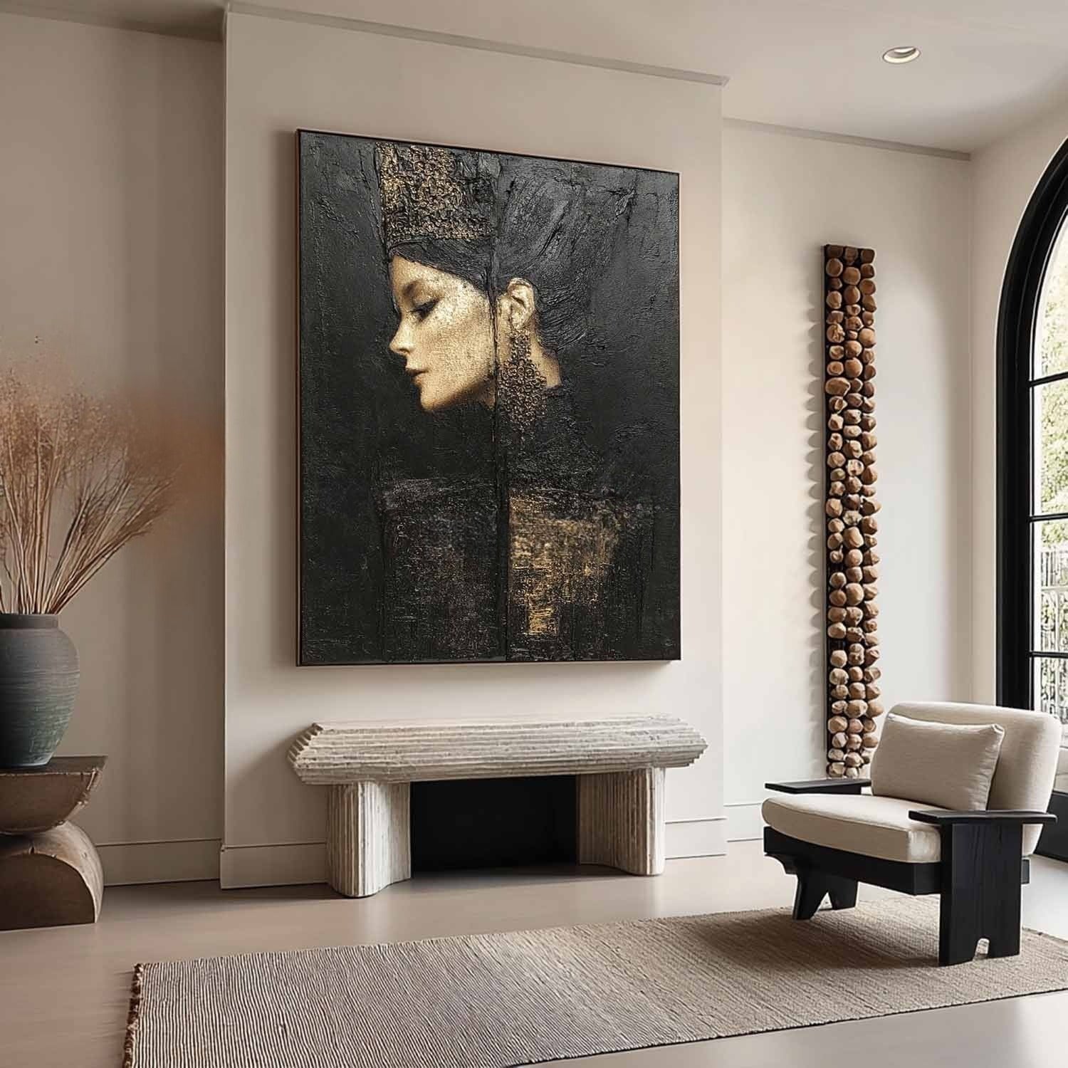 Wall Art Black Gold Female Profile Portrait - Neutralighting