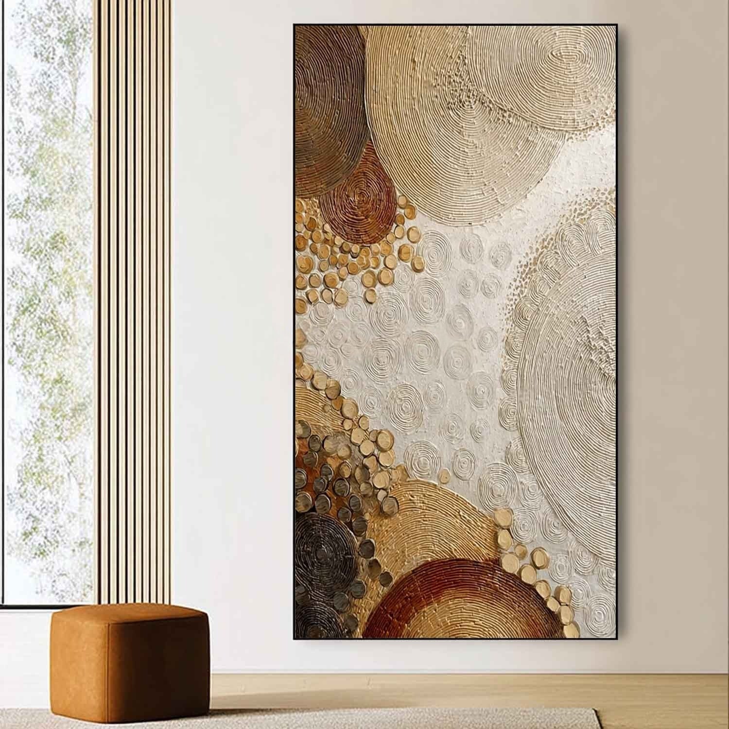 Wall Art Raised Dot Circle Texture Bohemian - Neutralighting