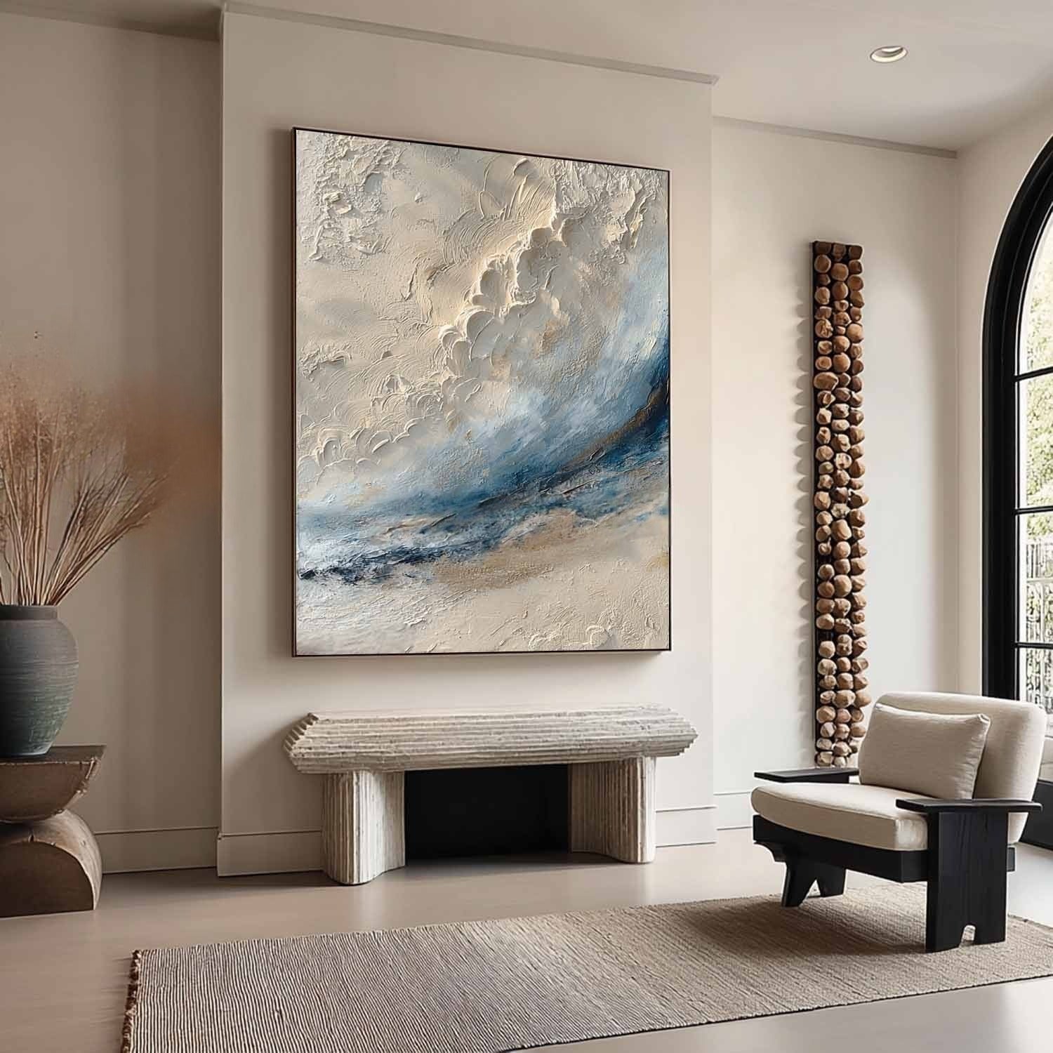 Wabi-Sabi Coastal Bas-Relief Painting - Neutralighting