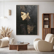 Wall Art Black Gold Female Profile Portrait - Neutralighting