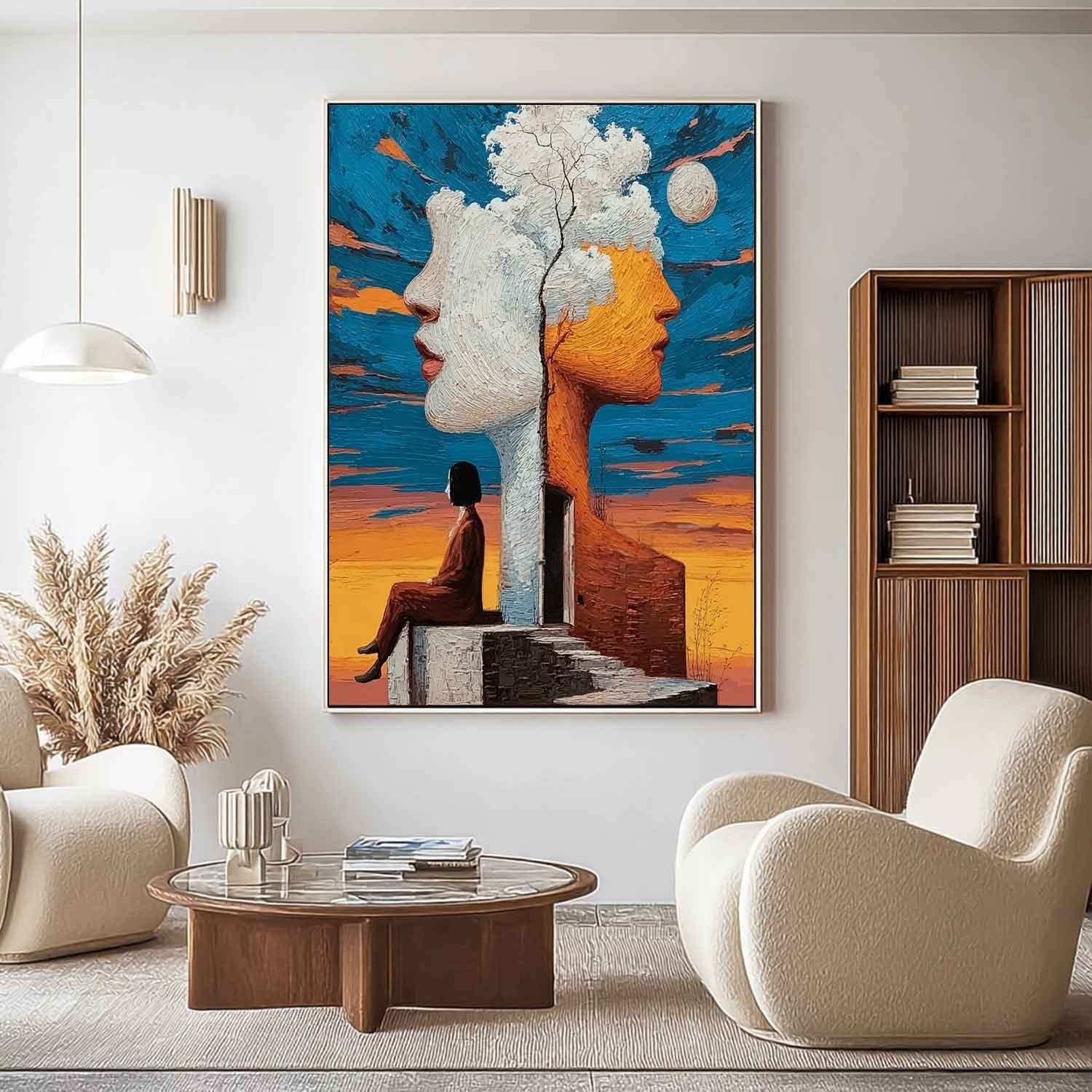 Wall Art Surreal Double Face Tree Figure - Neutralighting