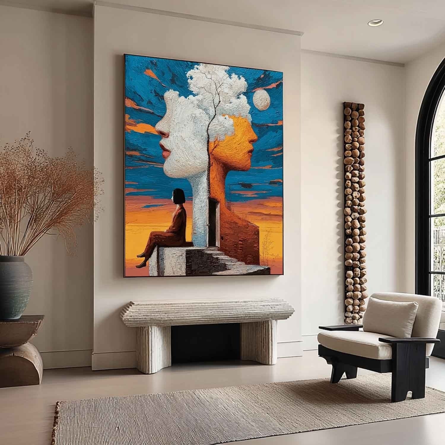 Wall Art Surreal Double Face Tree Figure - Neutralighting