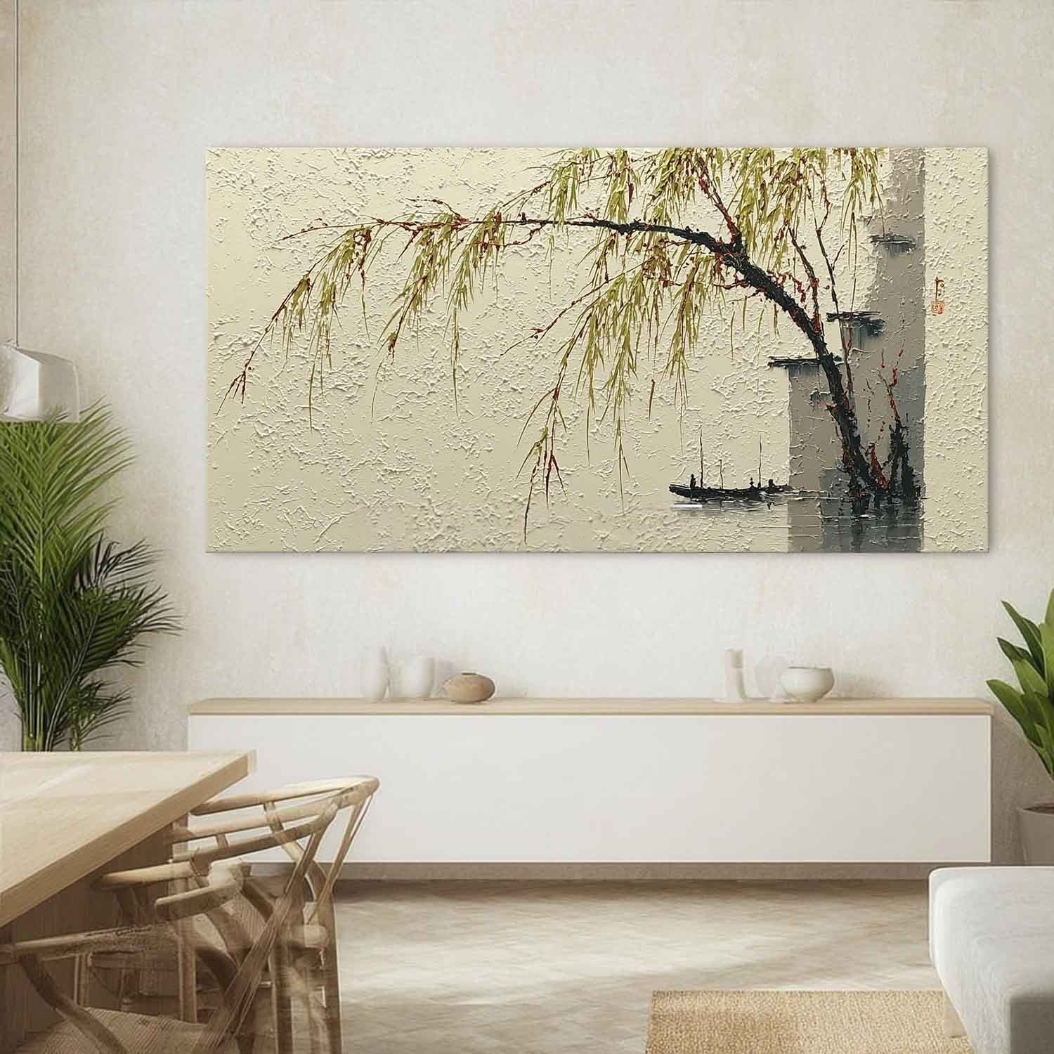 Wall Art Jiangnan Water Town Willow Boat - Neutralighting