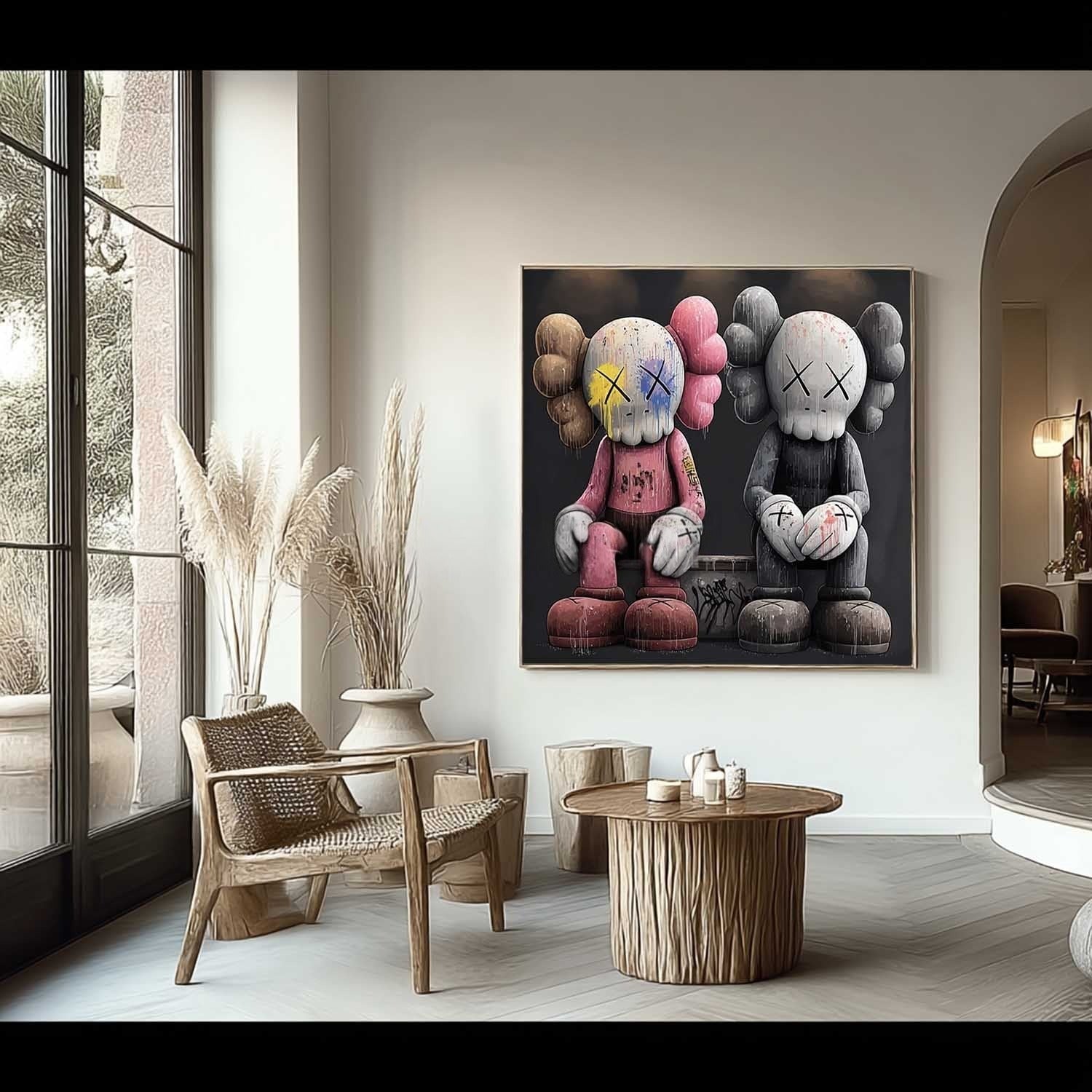 Wall Art Bold Textured Kaws Companion - Neutralighting