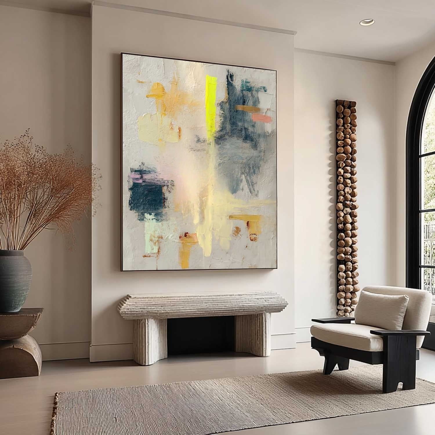 Wall Art Pastel Abstract Yellow Pink Teal - Neutralighting