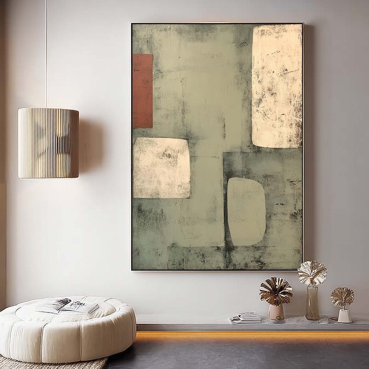 Wall Art Minimalist Geometric Sage Terracotta - Neutralighting