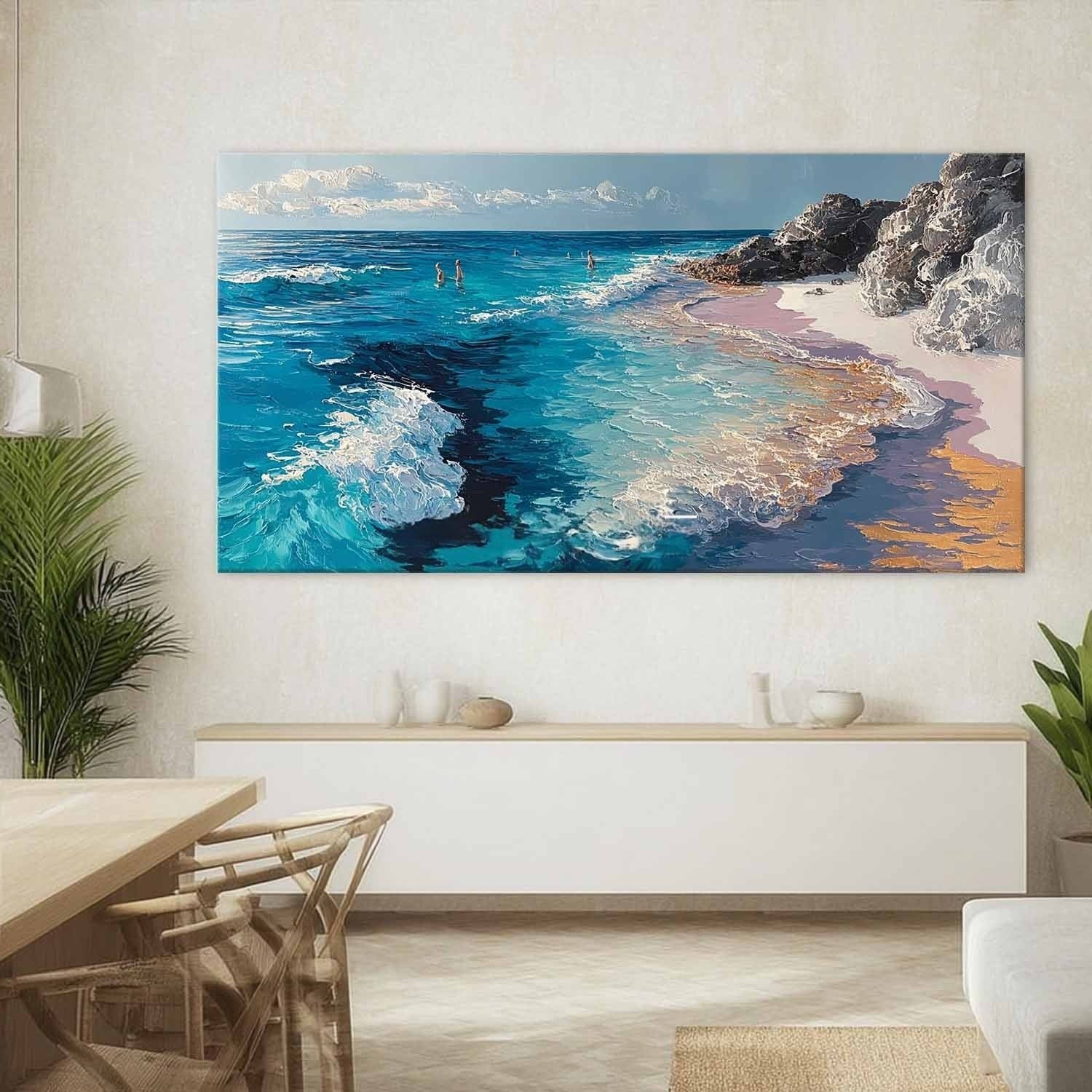 Coastal Beach Scene Impasto Painting - Neutralighting
