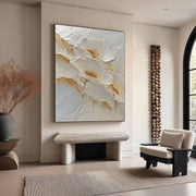 Wall Art Abstract Floral White Gold Palette - Neutralighting