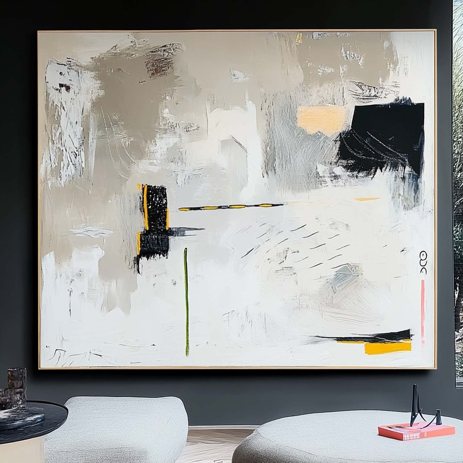 Wall Art Modern Geometric Abstract Black Yellow - Neutralighting