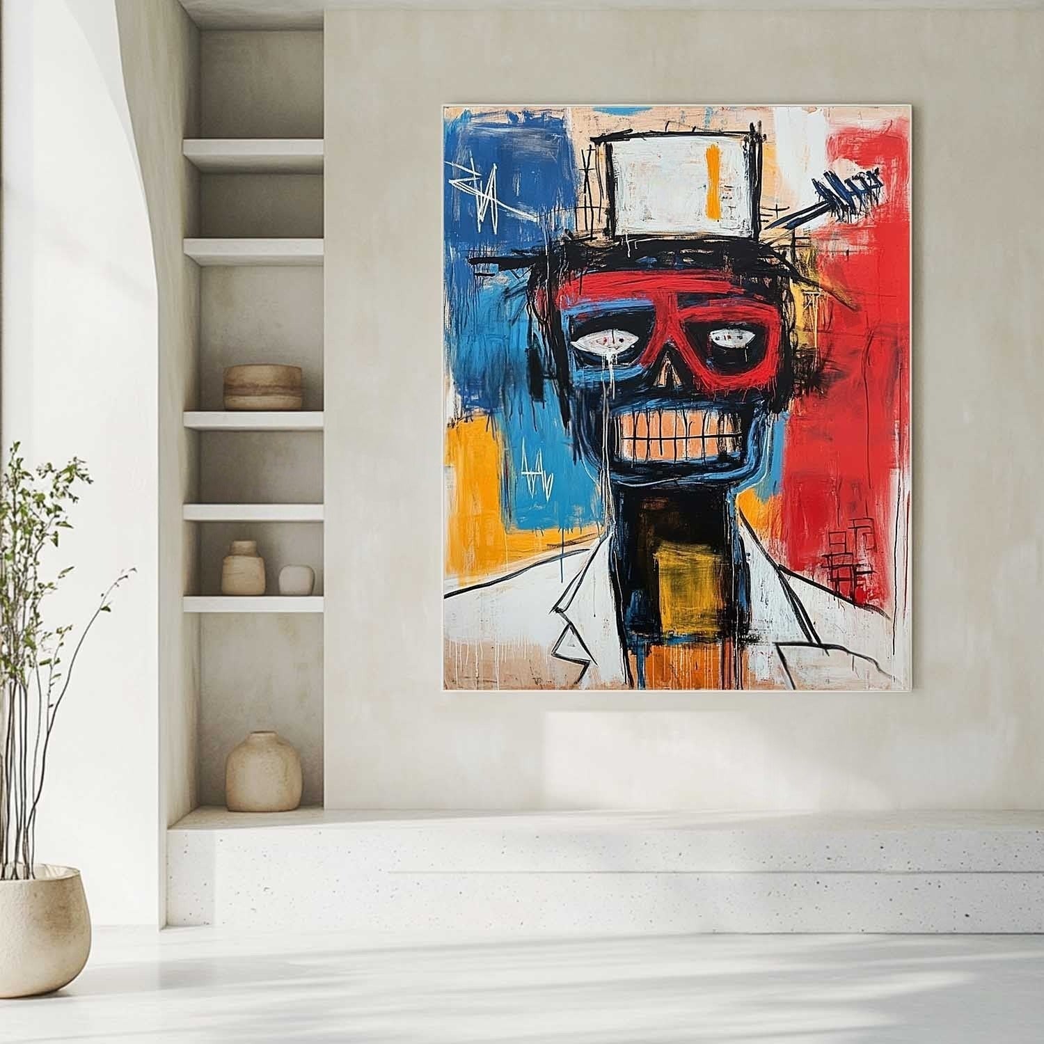 Wall Art Neo Expressionist Skull Figure - Neutralighting