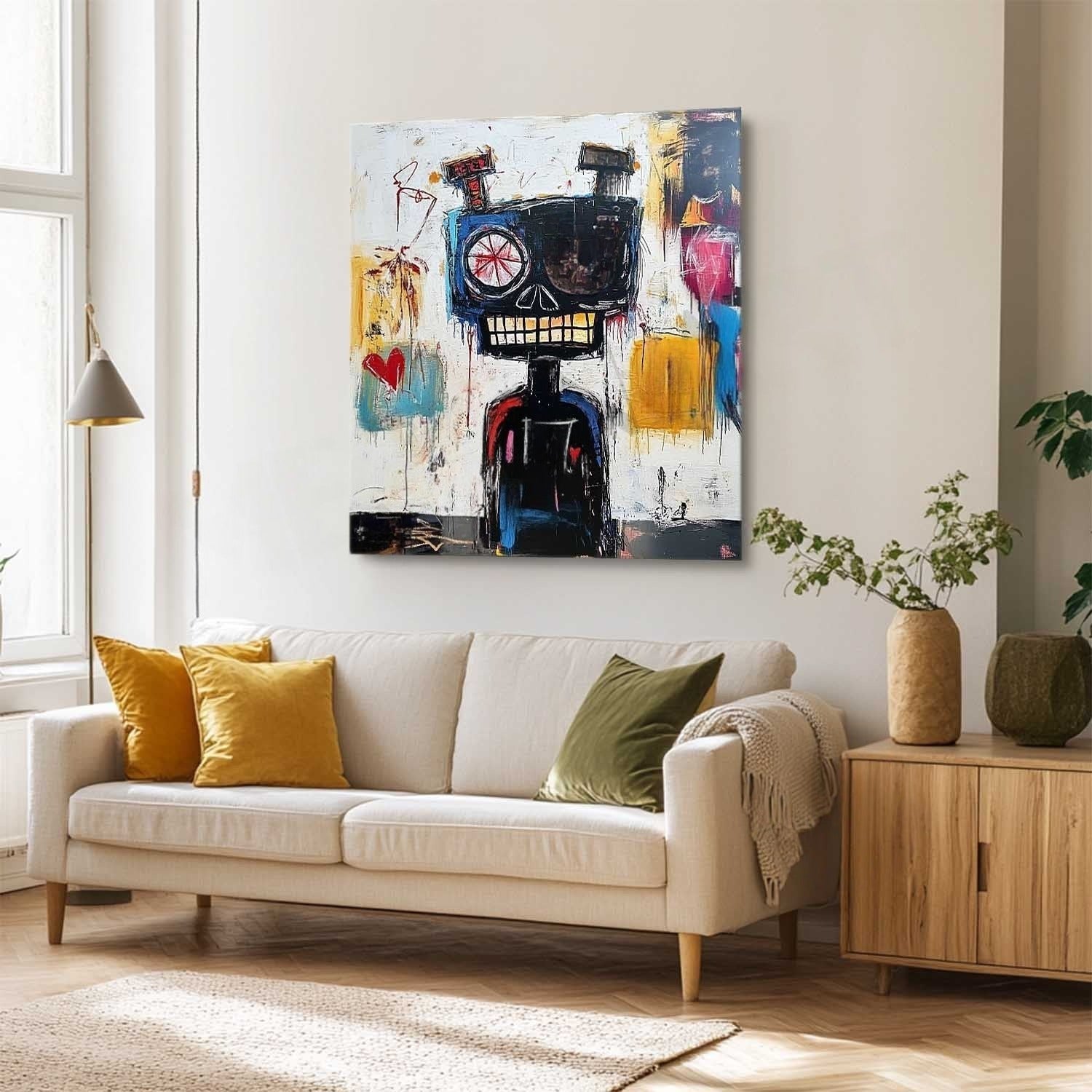 Wall Art Neo Expressionist Robot Skull - Neutralighting