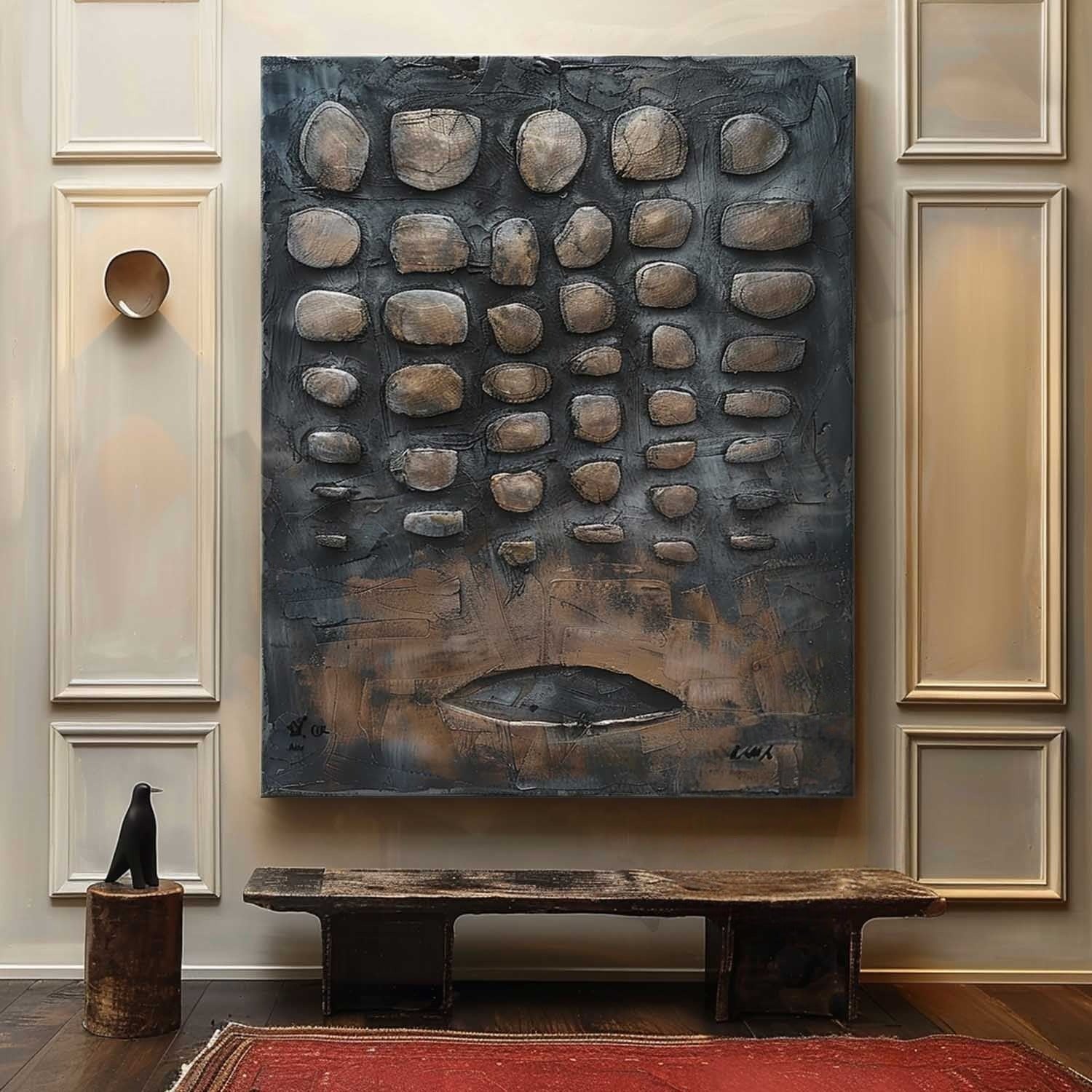 Wall Art Assemblage Textured Monochrome - Neutralighting