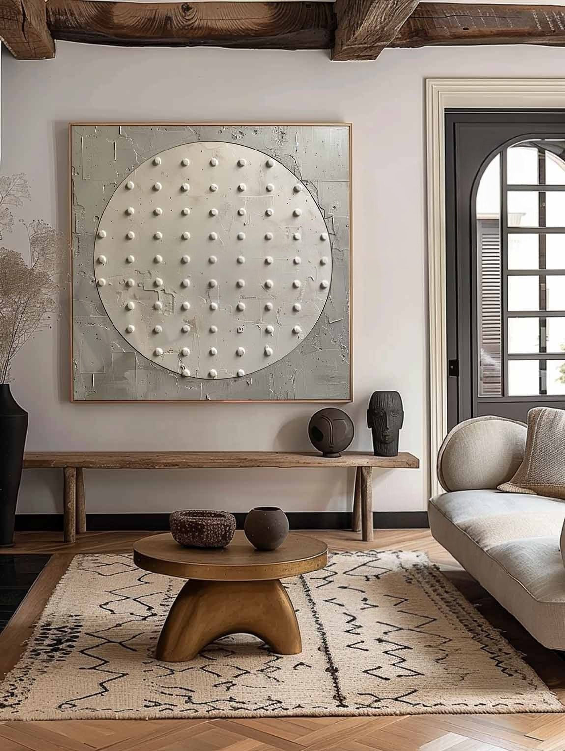 Wall Art Minimalist Circular Dotted Relief - Neutralighting