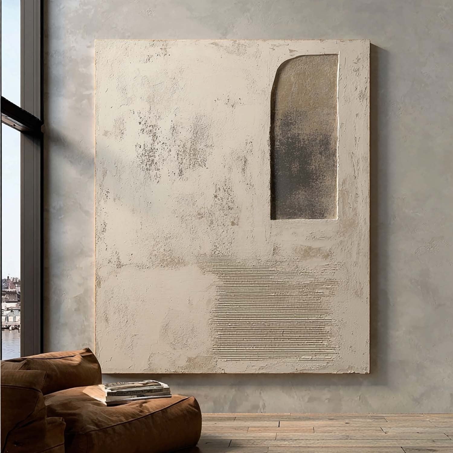 Wabi-Sabi Asymmetrical Abstract Painting - Neutralighting