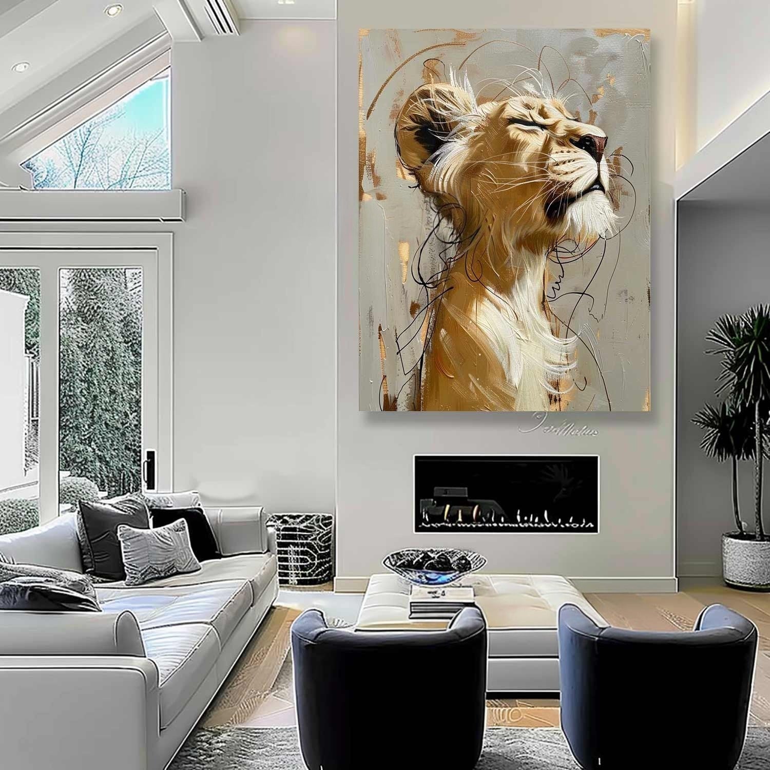 Wall Art Majestic Lioness Gold - Neutralighting