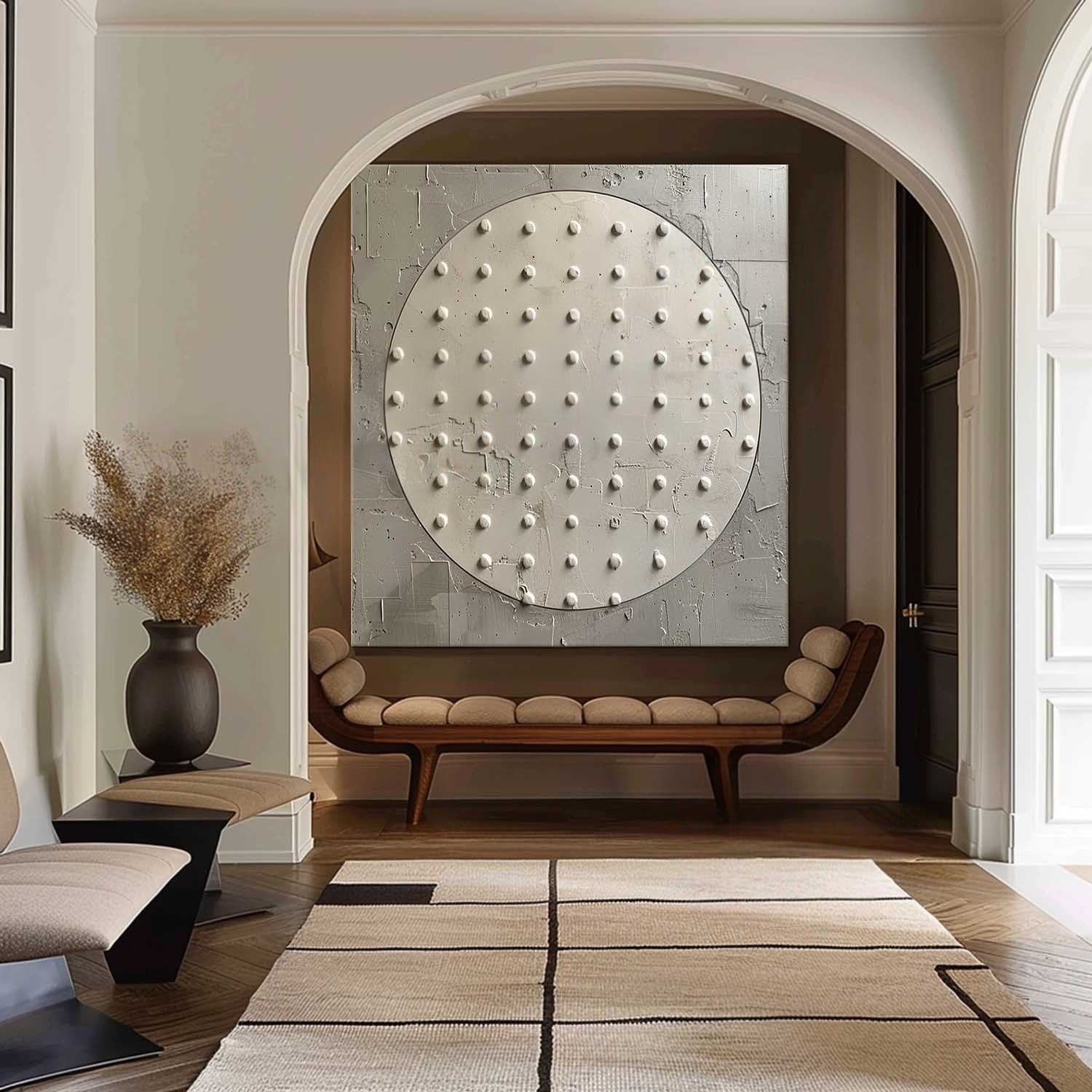 Wall Art Minimalist Circular Dotted Relief - Neutralighting