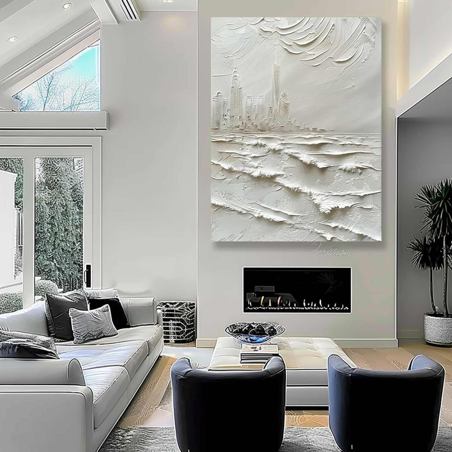 Wall Art Impasto Coastal Metropolis - Neutralighting