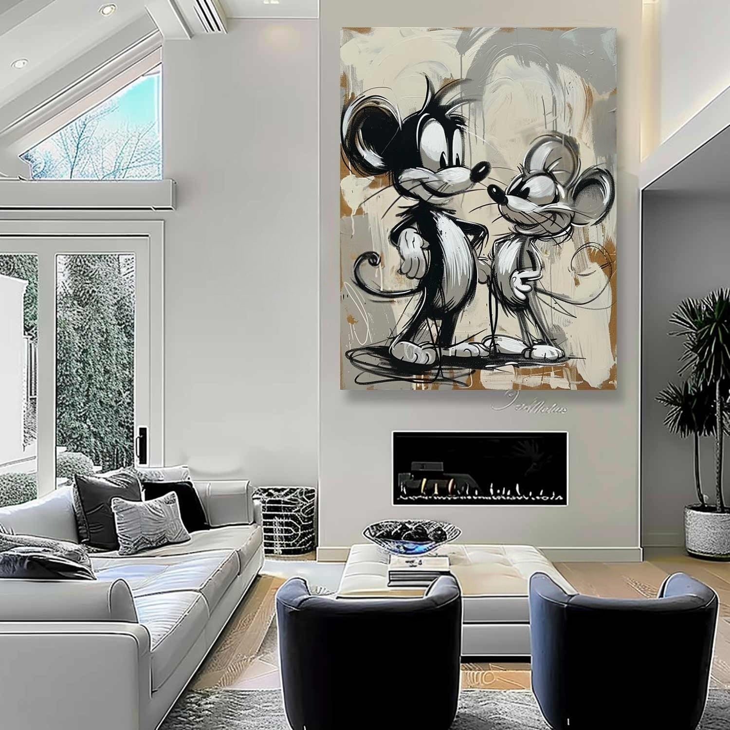 Wall Art Timeless Pop Art Mouse Pair - Neutralighting