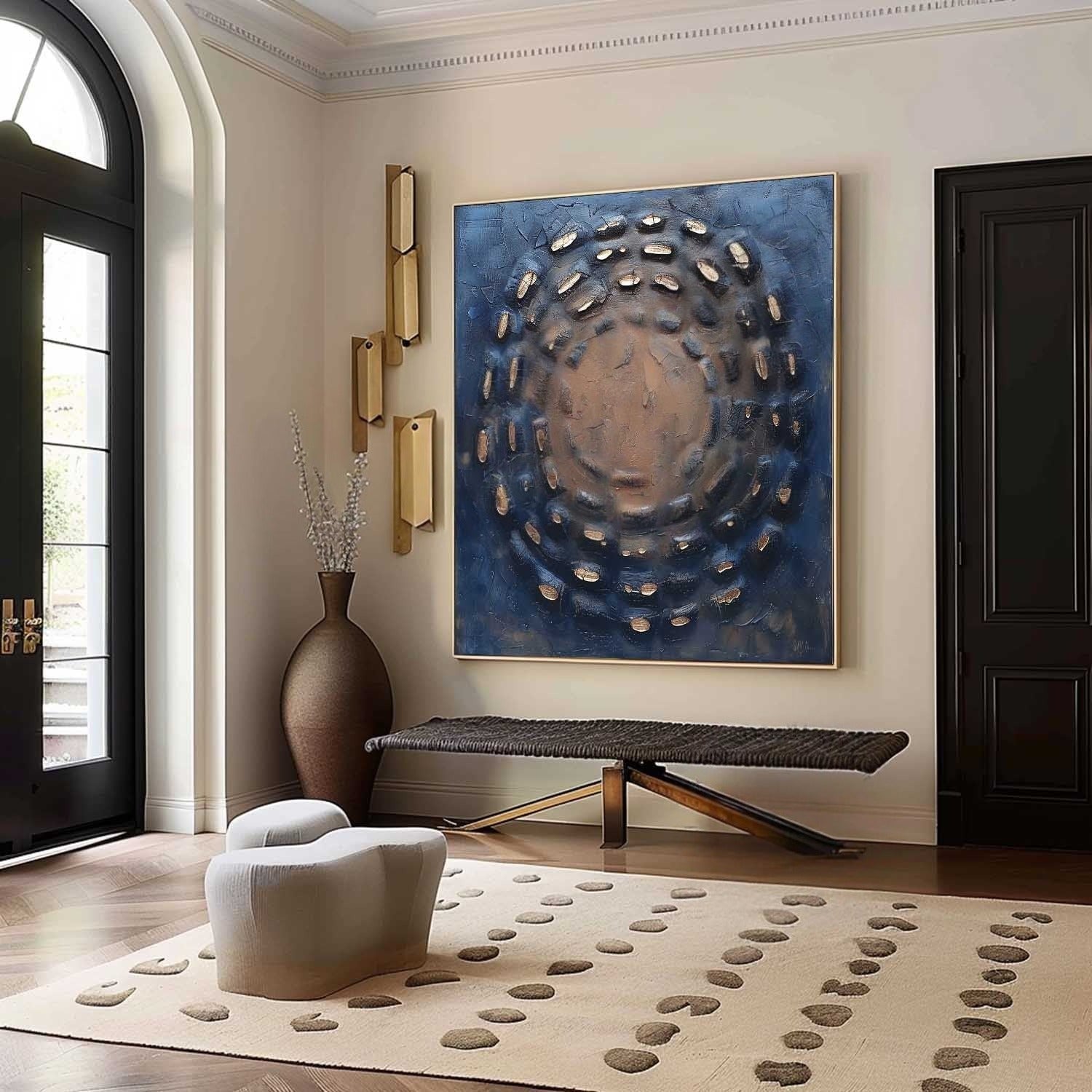 Circular Textured Abstract Art Oil Painting - Neutralighting