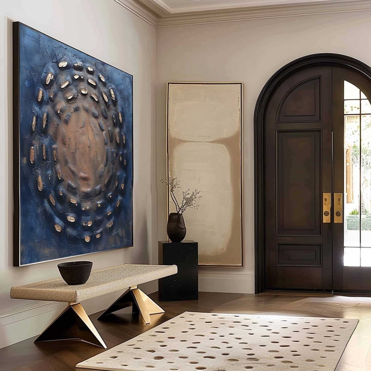 Circular Textured Abstract Art Oil Painting - Neutralighting