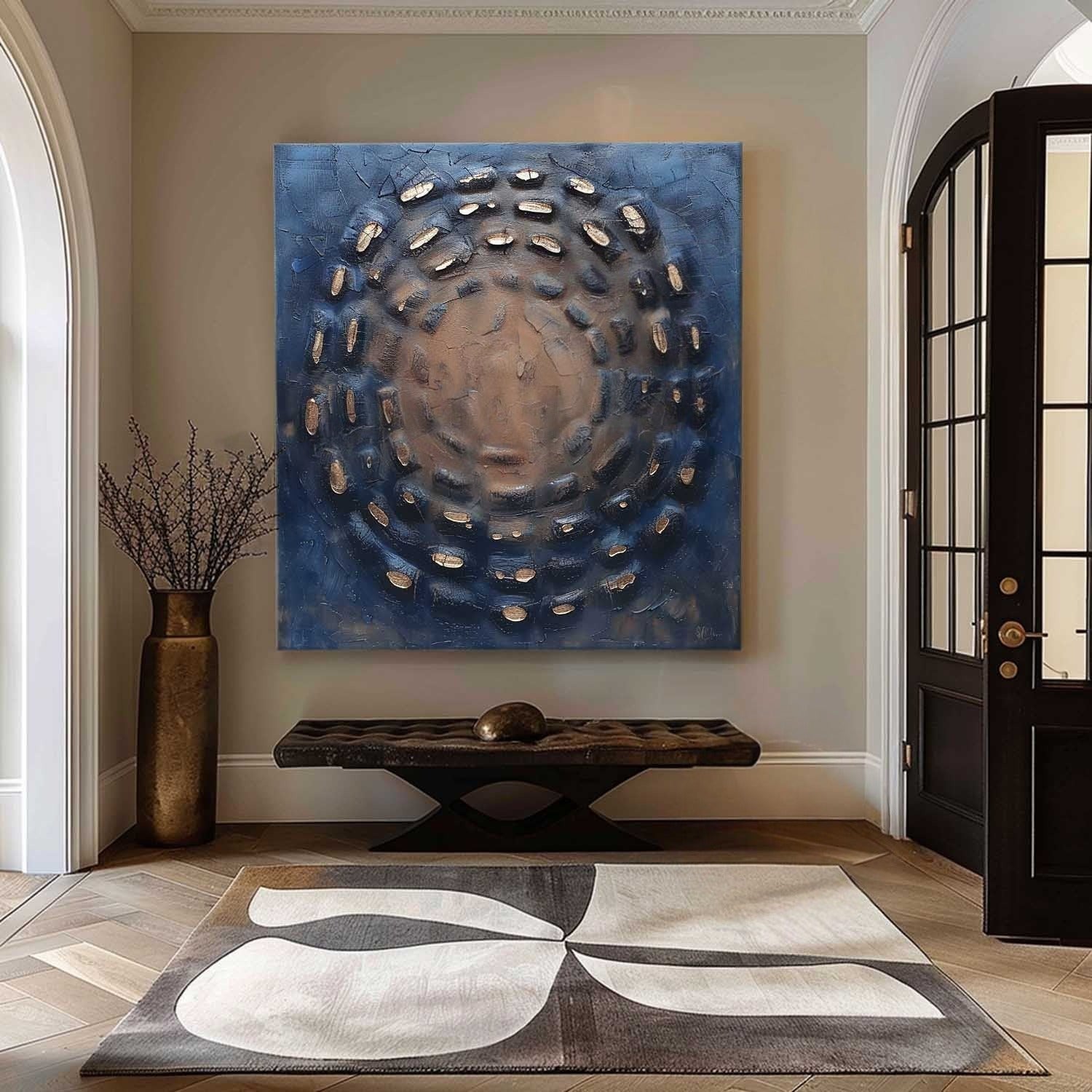 Circular Textured Abstract Art Oil Painting - Neutralighting