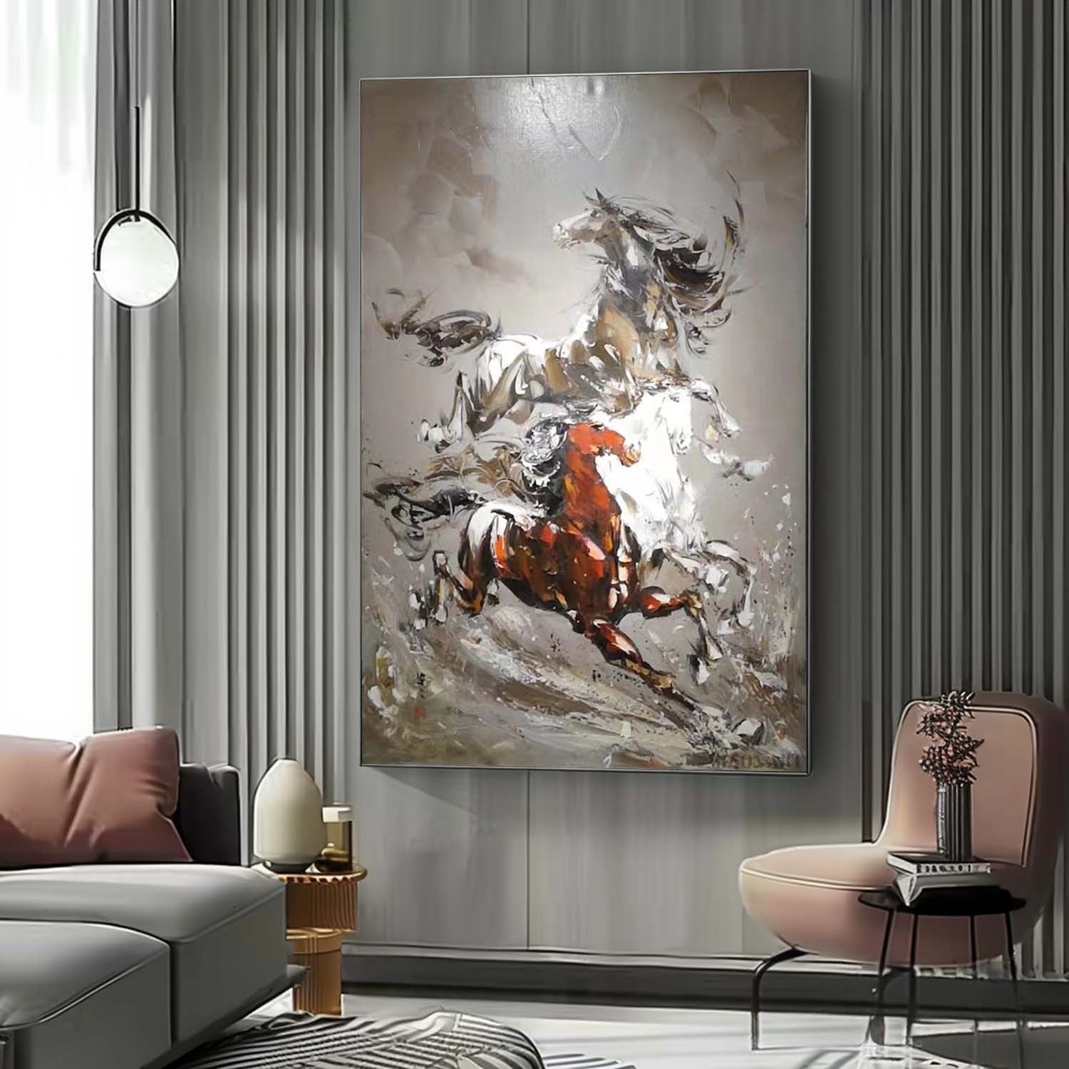 Wall Art Vertical Hyperrealism Galloping - Neutralighting
