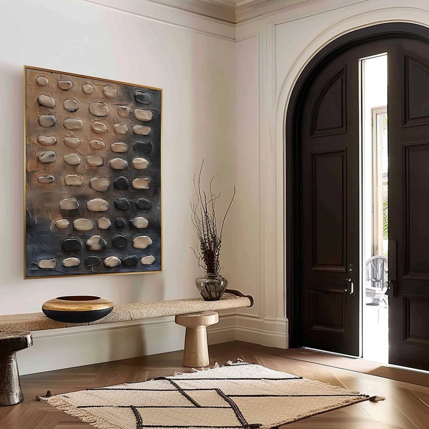 Wall Art Vertical 3D Pebble Painting - Neutralighting