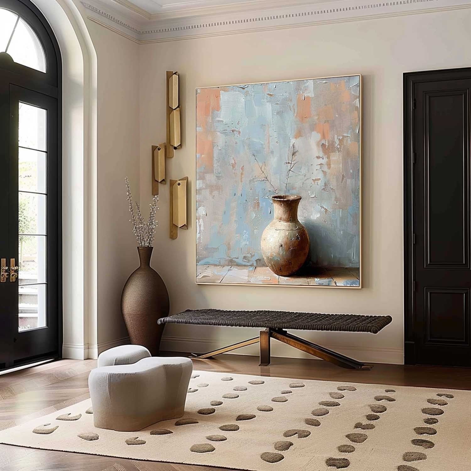 Wall Art Rustic Vase Still Life Impasto - Neutralighting